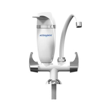 Imagem de Torneira Móvel Acquabios com Filtro de Bancada Premium Branca e Cromada