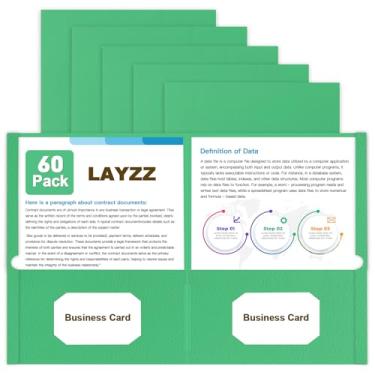 Imagem de Pastas com bolsos, pacote com 60 pastas de bolso de papel, 2 pastas de bolso para papel tamanho carta, para escritório escolar e casa (verde)