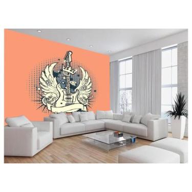 Imagem de Papel De Parede 3D Musica Guitarra Arte Graffiti 3,5M Mus76 - Você Dec