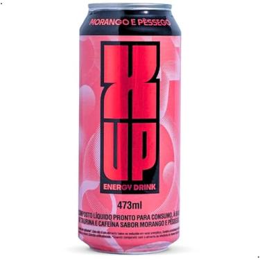 Imagem de Energético X-UP Sabor Morango e Pêssego Lata 473ml Bebida com Taurína, Cafeína e Vitaminas