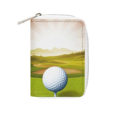 Imagem de NTVOWPZO Carteira masculina com suporte de cartão de crédito macio para cartão de visita, capa esportiva de golfe com zíper