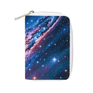 Imagem de NTVOWPZO Carteira masculina com suporte de cartão de crédito macio para cartões de visita Galaxy Space Universe com zíper
