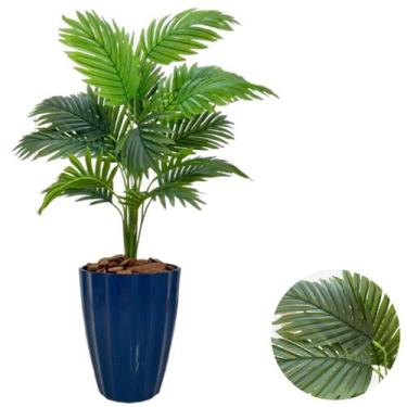 Imagem de Planta Artificial Palmeira Com Vaso Facetado Decoração Casa - PlantaIm