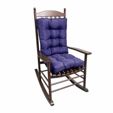 Imagem de psmacra Almofada para cadeira de balanço, conjunto de almofadas espessas para assento e cadeira traseira, almofadas de cadeira de pátio espessas macias para ambientes internos/externos (azul marinho)