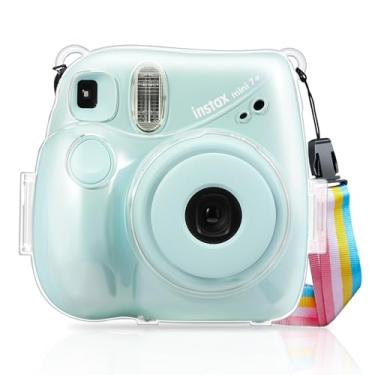 Imagem de Fintie Capa protetora transparente para câmera Fujifilm Instax Mini 7+ Instant Film – Capa rígida de cristal com alça de ombro removível arco-íris