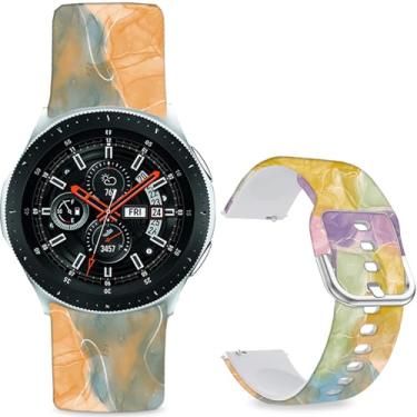 Imagem de Sjiangqiao Pulseiras estampadas com padrão compatível com Samsung Galaxy Watch de 46 mm/Watch 3 de 45 mm/Gear S3 Frontier/Classic/Pebble Time/V de 22 mm para homens e mulheres. (nuvens coloridas e