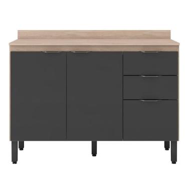 Imagem de Balcão Firenze 120cm 3 Portas E 2 Gavetas Com Tampo 93241 Demóbile Avena Touch E Grafito