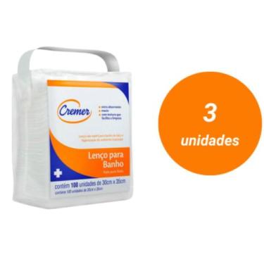 Imagem de Kit Lenço Para Banho No Leito Cremer 3 pacotes de 100 Unidades