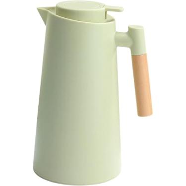 Imagem de Garrafa Térmica Vacuum Inox 1L – Tampa com Alça, Conserva Bebidas Quentes e Frias, Design Moderno (Verde Limão)