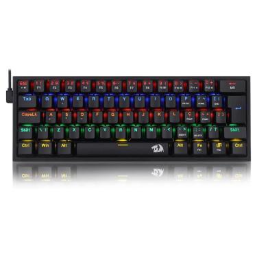 Imagem de Teclado Mecânico Gamer Redragon Fizz - ABNT2 - Iluminação Rainbow - Switch Azul - Preto - K617-R-B-Unissex