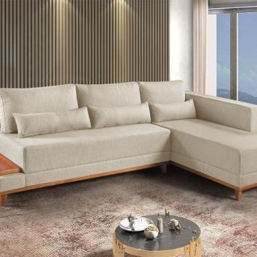 Imagem de Sofá de Canto 4 Lugares com Chaise M-174 2,56m Molas Bonnel Almofadas 