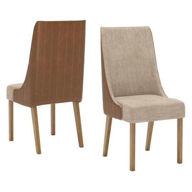 Imagem de Cadeira para Mesa de Jantar Ivy Kit 02 Peças Corano Caramelo Creme  He