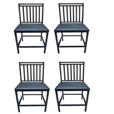 Imagem de Jogo 4 Cadeiras Cozinha Sala Jantar Reforçada Assento Preto - BRAUNA_I