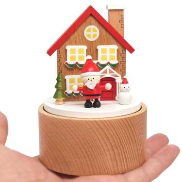 Imagem de LILYXIN Pequena caixa de música para casa de Natal, caixa musical mecânica de madeira, para mãe, amiga, avó