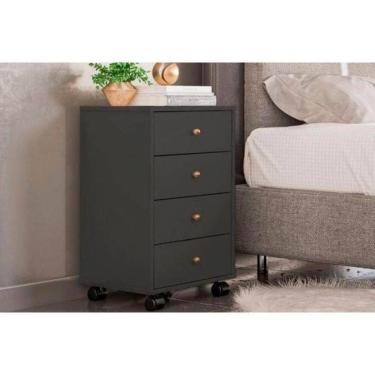 Imagem de Mesa De Cabeceira Solteiro Presence C- 4 Gavetas Amendola Touch-grafito - Demóbile