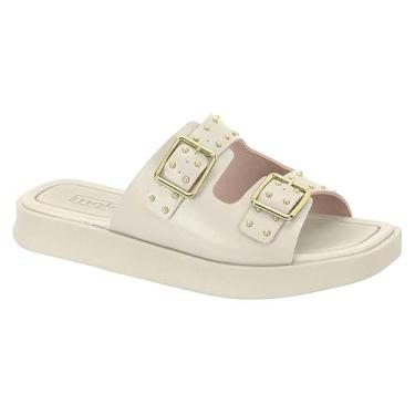 Imagem de Moleca, SANDÁLIA PAPETE SLIDE MOLECA 5506.101 COM AJUSTE EM FIVELA Cor:Branco Off;Tamanho:37