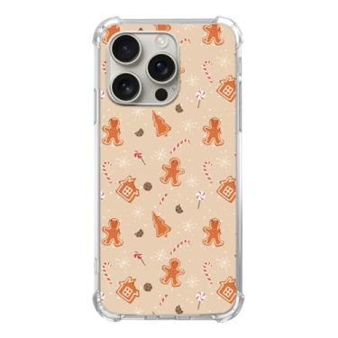 Imagem de Mofreore Linda capa de telefone de biscoito de gengibre de Natal compatível com iPhone 16 Pro, capa de telefone marrom festival de inverno para iPhone 16 Pro, capa de telefone bumper TPU