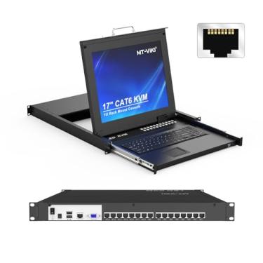 Imagem de MT-VIKI 1U Rack Mount Kvm Rj45, 16 Portas Usb Vga/Hdmi Kvm Console Sobre Cabo Cat6 Dongles Vga/Hdmi Cat6 Kvm Pedidos Separadamente]