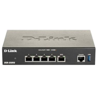 Imagem de D-Link Roteador VPN de serviços unificados DSR-250V2, Multi-WAN Giga, failover, balanceamento de carga, IPSec/PPTP/L2TP/OpenVPN, filtragem dinâmica de conteúdo da Web, controle de aplicativos, portal