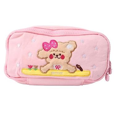 Imagem de Bolsa de lápis Padrão fofo padrão de cachorro de grande capacidade Pouca de lápis para estudantes material escolar para crianças meninas meninas zíper de papelaria organizador de (Rosa)
