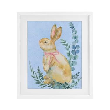 Imagem de Stupell Industries Impressão emoldurada de coelho de eucalipto em azul e branco design sob vidro por Paul Brent, 40,6 x 33,5 cm