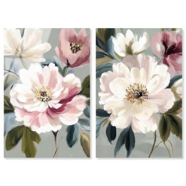 Imagem de Conjunto de paisagem dos sonhos de quarto rosa blush impressão floral decoração de parede por Art Remedy, pronto para pendurar, 50 x 76 cm