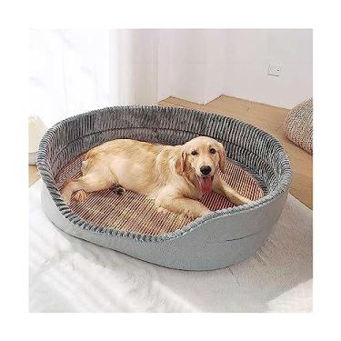 Imagem de Cama de madeira para cães, canil para animais de estimação, camas fofas e macias, com espuma viscoelástica espessa, lavável, sofá-cama para cães médios, uso interno, cama elevada para cães