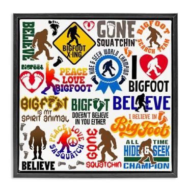 Imagem de Stupell Industries Mythical Creature Believe Phrases Black Framed Floater Canvas Wall Art Design de Jim Baldwin, 25 x 25