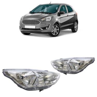 Imagem de Farol Dianteiro Ka 2019 2020 2021 2022 2023 Máscara Cromada Lisa Acríl