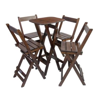 Imagem de Bistrô Dobrável Madeira e 4 Cadeiras para Festas Evento Liso / néctar das flores