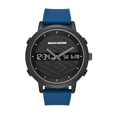 Imagem de Skechers Relógio Digital Analógico Masculino Lawndale Quartzo Metal e Silicone, Azul, Digital