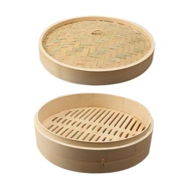 Imagem de Generic Vaporizador de alimentos de bambu, utensílios de cozinha tradicionais chineses e asiáticos, cesta de cozimento a vapor para frango, bolinhos de frutos, 30cm