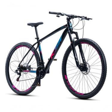 Imagem de Bicicleta Aro 29 Ksw 21 Vel Shimano Alumínio Freio Disco Xlt100 Mtb Preto/rosa/azul 21