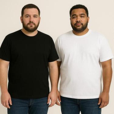 Imagem de Kit 2 Camiseta Camisa PLUS Size Masculina básica 100% Algodão lisa qua