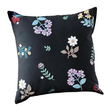 Imagem de Nishiyuenyi Kit de capa de almofada bordada em ponto cruz, decoração de casa semi-acabada, kit de fronha faça você mesmo para iniciantes em artesanato de quarto, Flores