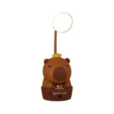 Imagem de Luminária de Mesa Capivara Infantil - Apontador+Luz Noturna, Bateria 8h, Cores Suaves, Carregamento USB(ouro)