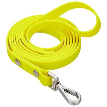 Imagem de Coleira longa impermeável para treinamento de cães de 4,5 m ao ar livre de PVC, ótima para treinamento de cães grandes, médios e pequenos, para praia, quintal, brincadeiras, acampamentos (amarela