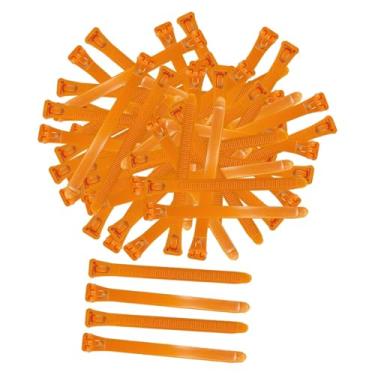 Imagem de KiBcsLic 100 peças anéis de coxa de frango acessórios de galinheiro reutilizáveis ​​com zíper design anéis de pé de aves etiquetas de frango para patos bantam, Laranja