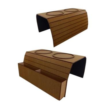 Imagem de Esteira Suporte Porta Copos Braço Sofa Bandeja Kit C/2 Unid(Kit 2 Esteira Caramelo)