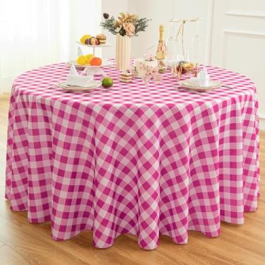 Imagem de Essifunia Toalha de mesa xadrez à prova d'água – Toalha de mesa xadrez clássica redonda de 272 cm para uso interno/externo – Capa de mesa Buffalo para piqueniques, churrascos e festas