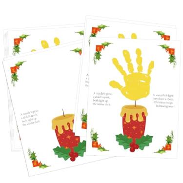 Imagem de Woukaup 10 Pack Christmas Candle Handprint Art Greeting Cards Bulk, My First Christmas Crafts for Toddlers Preschool Daycare Finger Paint Activity, Handmade Keepsake Gifts for Mom Grandparents