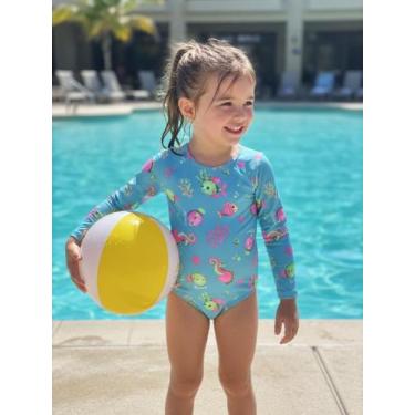 Imagem de Maiô Menina Proteção UV50+ Manga Longa Forrado Infantil e Juvenil 4 ao