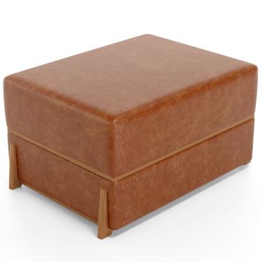 Imagem de Puff Decorativo Retangular Para Sala de Estar Domus L02 Couríssimo Camel - Lyam Decor