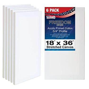 Imagem de U.S. Art Supply 18 x 36 inch Stretched Canvas 12-Ounce Primed 6-Pack - Professional White Blank 3/4" Profile Heavy-Weight Gesso Acid Free Bulk Pack - Painting, Acrylic Pouring, Oil Paint