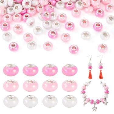 Imagem de FASHEWELRY 150 contas espaçadoras de orifício grande 13,5 x 8,5 mm contas europeias de resina Rondelle com núcleos de latão para pulseiras, colares, canetas com contas, chaveiro, suprimentos para