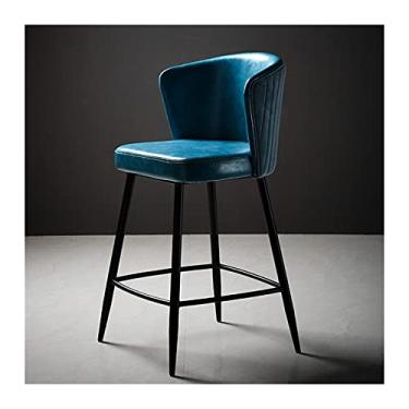 Imagem de Cadeira de bar nórdica minimalista alto PU bancos de bar luxuosos encosto macio para casa cadeiras de bar bar bar de ferro lazer banco alto móveis bancos de bar ajustáveis (cor: A2 65 cm)
