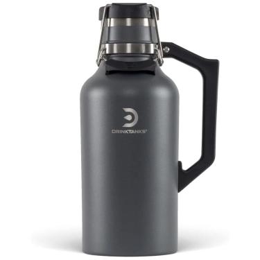 Imagem de DrinkTanks Cooler Portátil para Garrafas de cerveja com Isolamento Duplo, Aço Inox, Cinza
