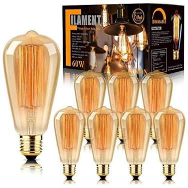 Imagem de Lâmpada LED Vintage 310LM, 60W Ambar Quente, 8 Un, LUXON 8 Pack Edison Light, Amarelo