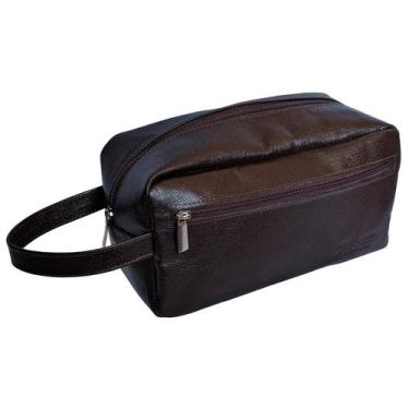 Imagem de Necessaire Feminina Estojo Viagem Maquiagem Grande Em Couro - Art Mina