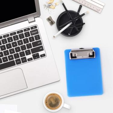 Imagem de Conjunto de mini prancheta, pranchetas de bolso pequenas, 10 x 15 cm, pranchetas de plástico A6 com clipe de perfil para blocos de notas pequenos, bilhetes de recibos - pacote com 2 (azul)